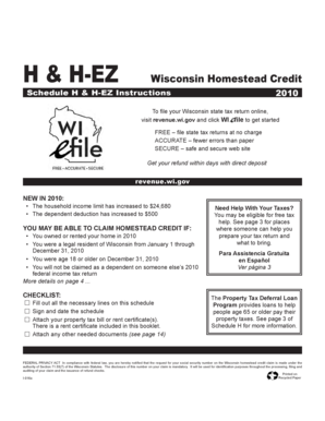 Wisconsin Homestead Credit Schedule H-EZ