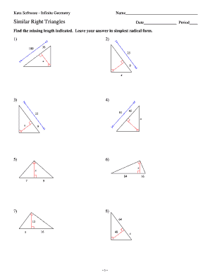 Similar Right Triangles Worksheet Answer Key - Fill and Sign Printable  Template Online