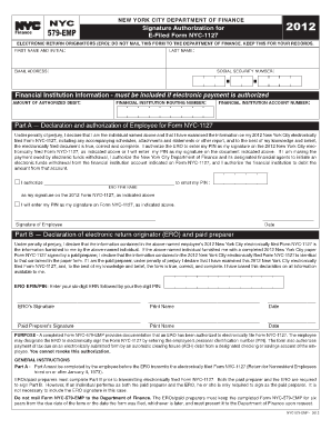 New York City Signature Authorization for Form NYC-1127