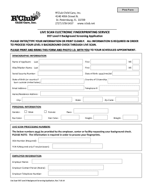 DCF Level II Background Screening Application