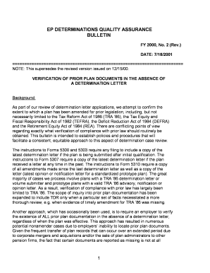 IRS Determination Letter Verification Bulletin