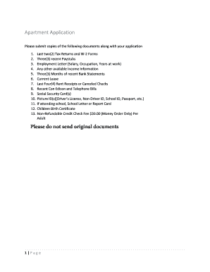 Apartment Application Form