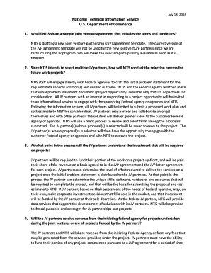 Contractor safety forms - NTIS/JV Partners FAQs. Since NTIS intends to select multiple JV partners, how will NITS conduct the selection process for future work projects - ntis