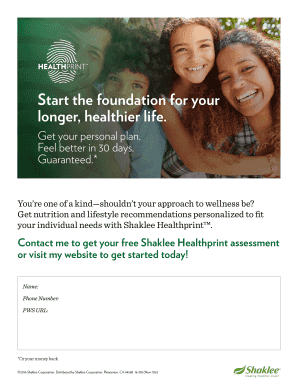 Shaklee Healthprint Assessment Flyer