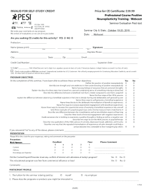 Positive Neuroplasticity Training Evaluation Form