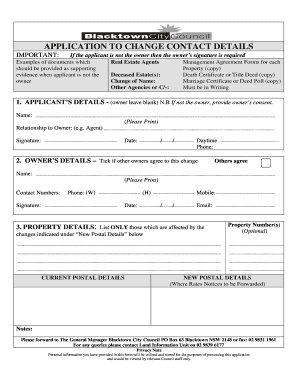 Application to Change Contact Details