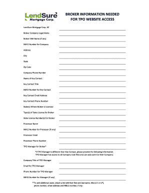 Broker Information Form for TPO Website Access