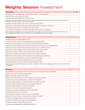 Weights Session Assessment Form