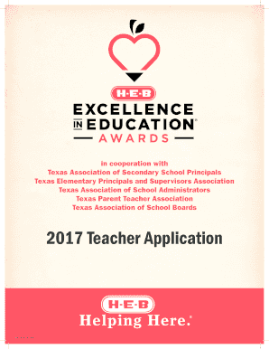 H-E-B Excellence in Education Awards Teacher Application