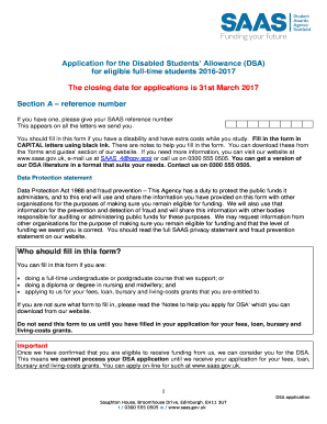 Disabled Students' Allowance Application
