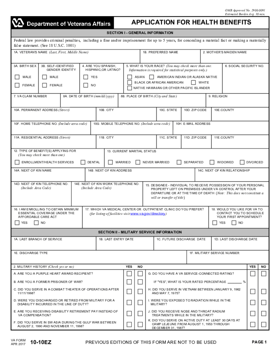Manage Documents Using Our Editable Form For Va Form 10 10ez