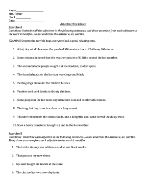 Adjective Worksheet