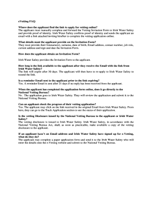 Irish Water Safety Vetting Invitation Form