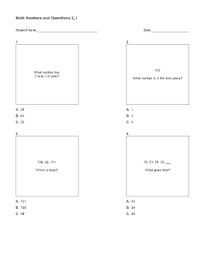 Math Numbers and Operations Worksheet