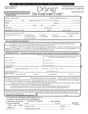 Patient Registration Agreement for Vasectomy