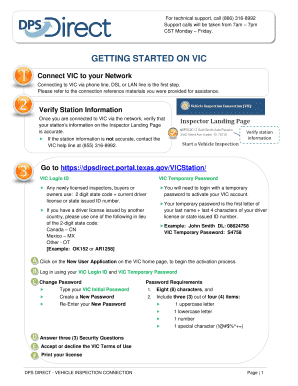 Texas VIC New User Activation Form