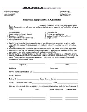 Employment Background Check Authorization