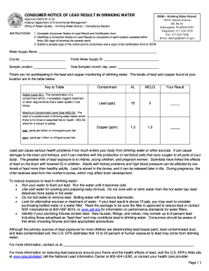 Consumer Notice of Lead Result in Drinking Water
