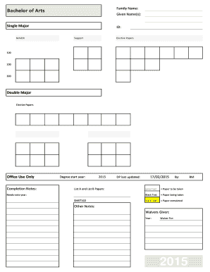 Bachelor of Arts Degree Planner