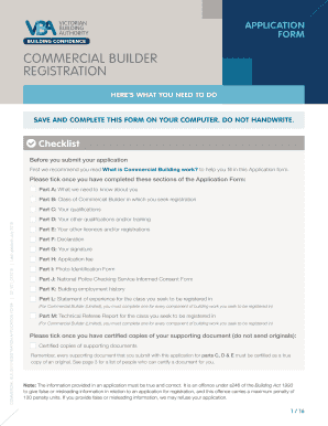 Commercial Builder Registration Application Form