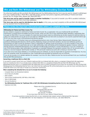 IRA and Roth IRA Withdrawal and Tax Withholding Election Form