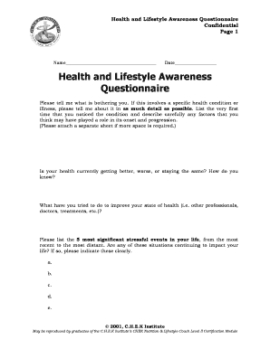 Health and Lifestyle Awareness Questionnaire