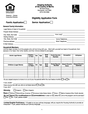 Housing Authority Eligibility Application Form