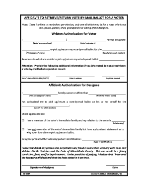 Affidavit to Retrieve/Return Vote-by-Mail Ballot