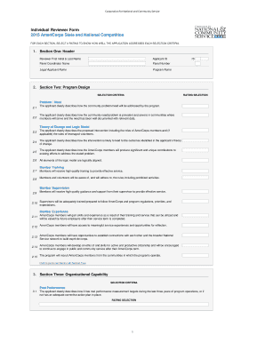 AmeriCorps State and National Competition Reviewer Form
