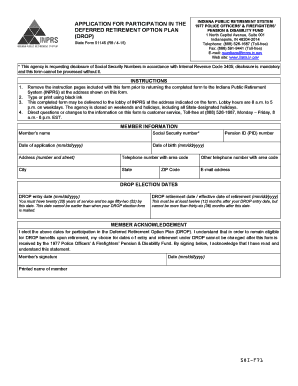 Indiana DROP Application Form