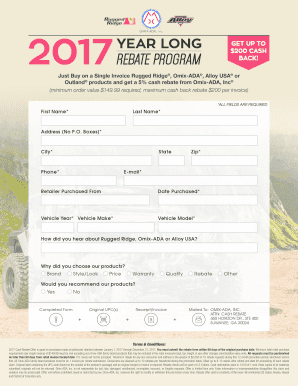 Rugged Ridge Cash Rebate Form
