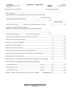 Indiana Schedule C Deductions Form