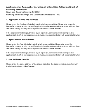Application for Removal or Variation of a Condition Following Grant of Planning Permission