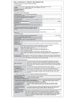 UK Fixed Sum Credit Agreement