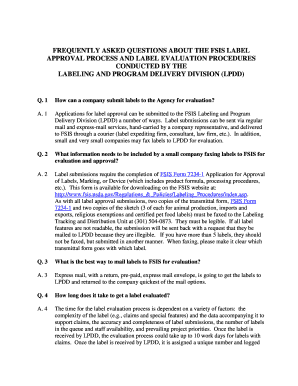 Frequently Asked Questions about the FSIS Label Approval Process ... - fsis usda