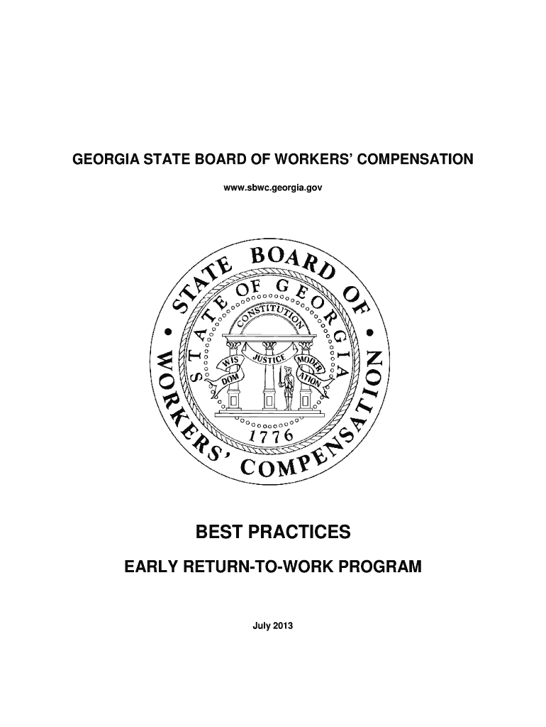 Fillable Online sbwc best practices early returntowork