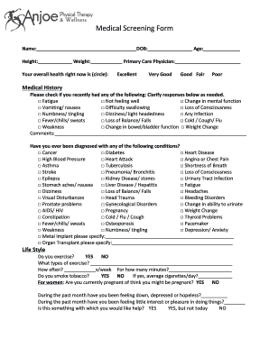 Medical Screening Form