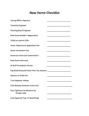 Fillable Online New Home Checklist Fax Email Print - pdfFiller