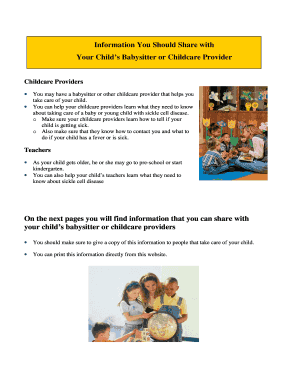 Sickle Cell Disease Care Instructions for Childcare Providers