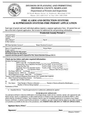Fire Alarm and Suppression System Permit Application