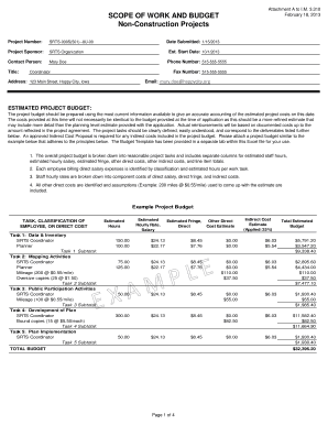 SCOPE OF WORK AND BUDGET Non-Construction Projects