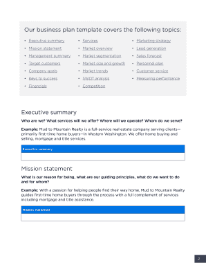 Real Estate Business Plan Template