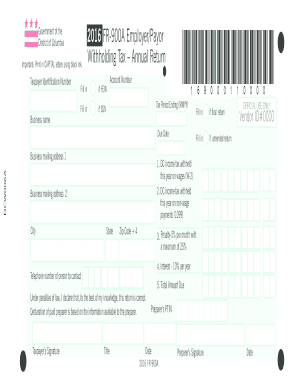 DC 2016 FR-900A Employer/Payor Withholding Tax Return
