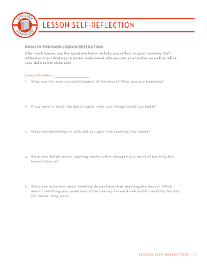 Lesson Self-Reflection Form