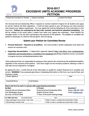 Excessive Units Academic Progress Petition