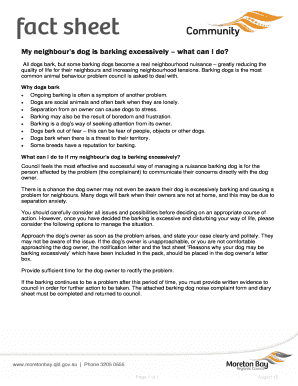 Barking Dog Nuisance Complaint Form