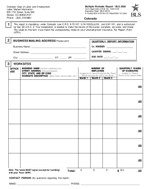 Colorado Multiple Worksite Report BLS 3020