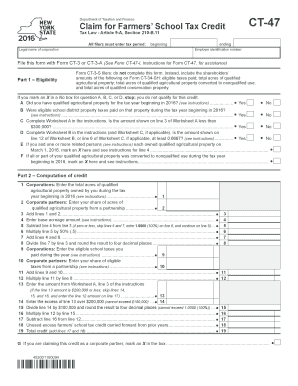New York Farmers’ School Tax Credit Form CT-47