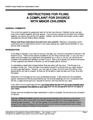 Complaint for Divorce With Minor Children