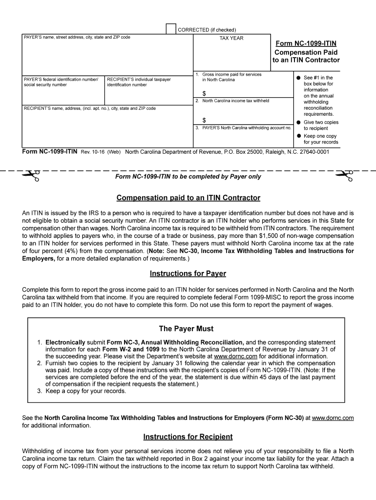 nc 1099 2016 form Preview on Page 1